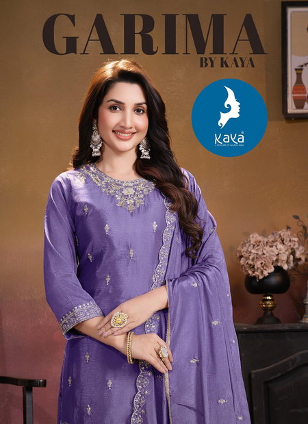 Garima By Kaya Chinon Straight Cut Kurti With Pant Dupatta Best Wholesale Shop In Surat